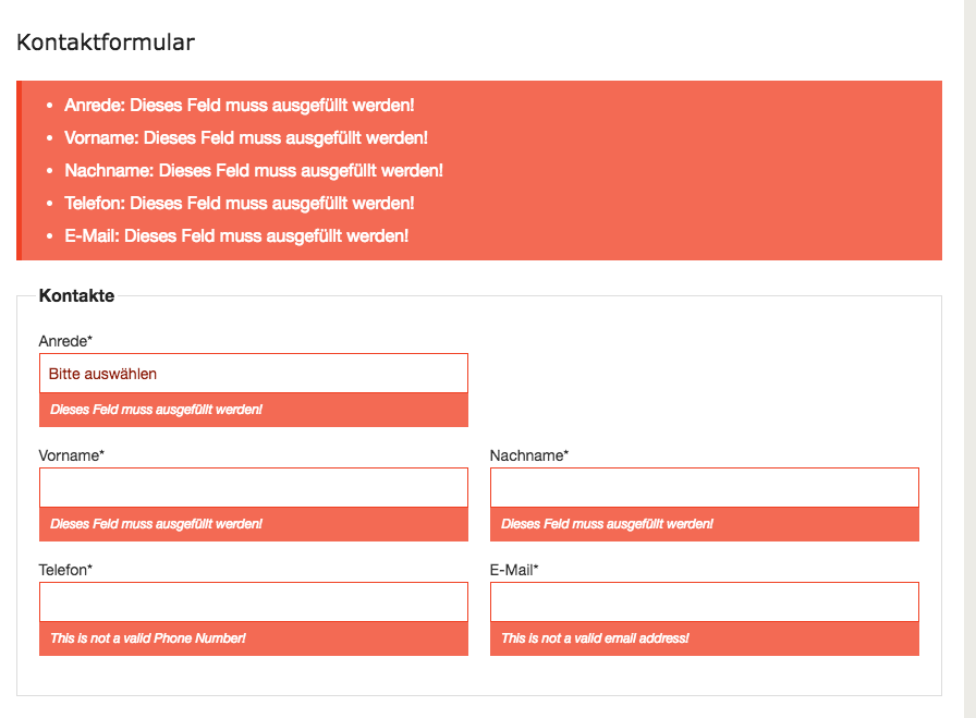 Fehlerausgabe in Formularen direkt am Feld